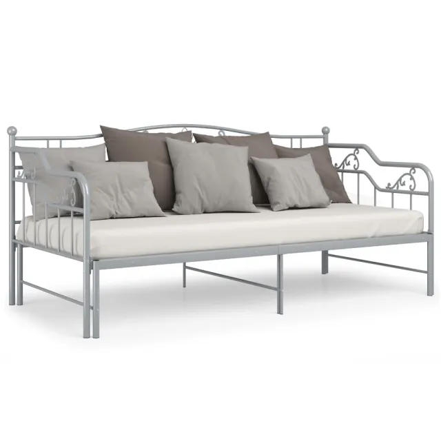 Cadre de canapé-lit extensible sans matelas gris métal 90x200cm