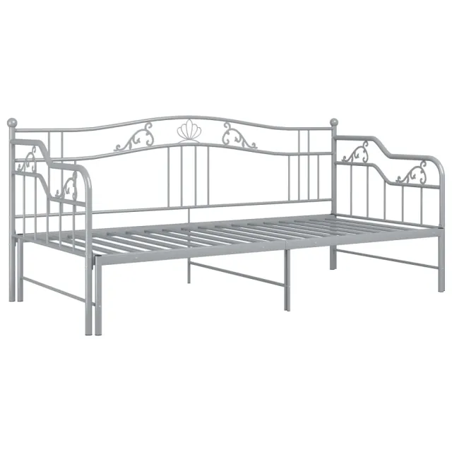 Cadre de canapé-lit extensible sans matelas gris métal 90x200cm