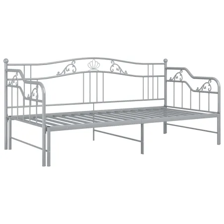 Cadre de canapé-lit extensible sans matelas gris métal 90x200cm