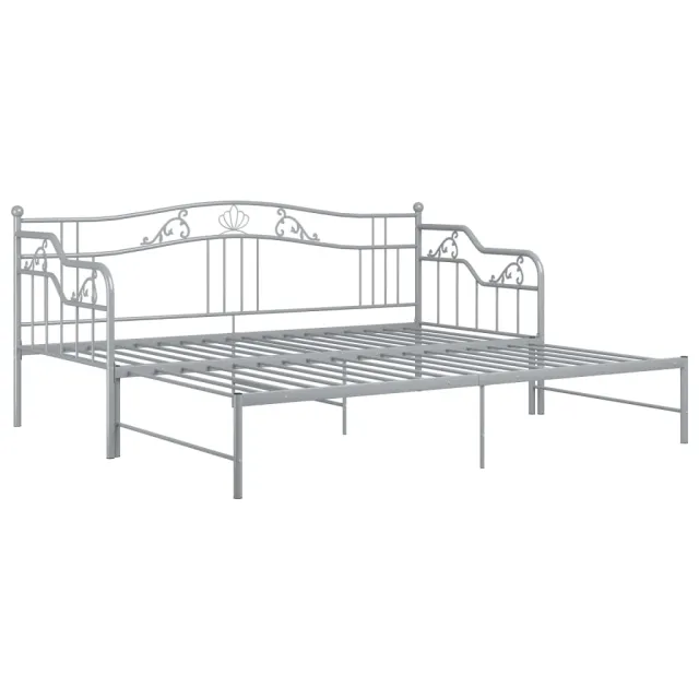 Cadre de canapé-lit extensible sans matelas gris métal 90x200cm
