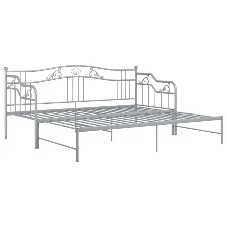 Cadre de canapé-lit extensible sans matelas gris métal 90x200cm