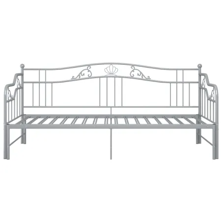 Cadre de canapé-lit extensible sans matelas gris métal 90x200cm