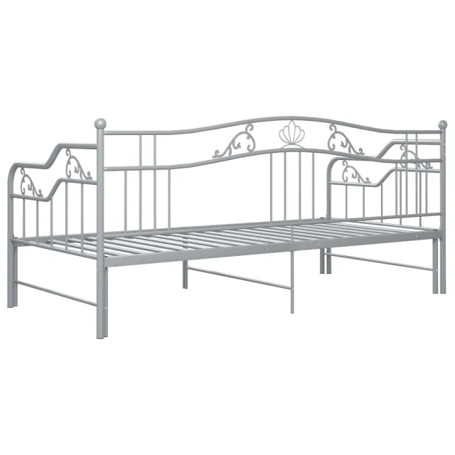 Cadre de canapé-lit extensible sans matelas gris métal 90x200cm