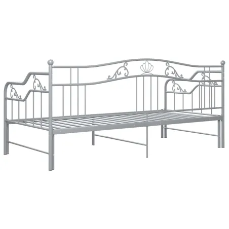 Cadre de canapé-lit extensible sans matelas gris métal 90x200cm