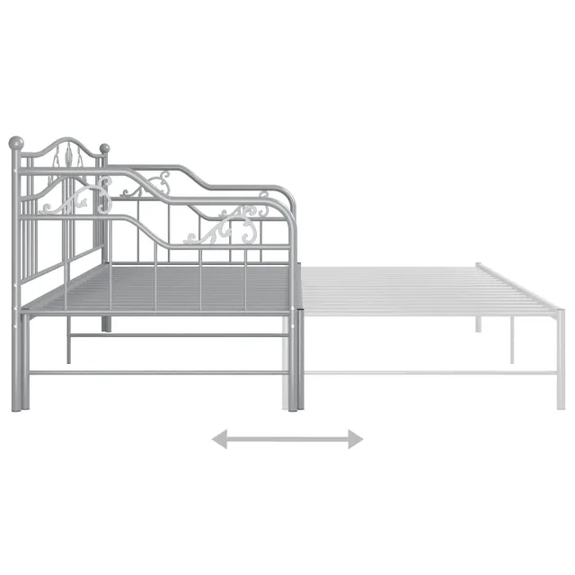 Cadre de canapé-lit extensible sans matelas gris métal 90x200cm