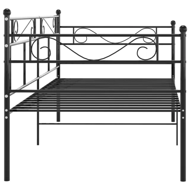 Cadre de canapé-lit sans matelas noir métal 90x200 cm