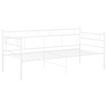 Cadre de canapé-lit sans matelas blanc métal 90x200 cm