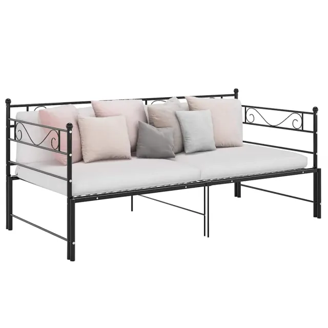 Cadre de canapé-lit extensible sans matelas Noir Métal 90x200cm