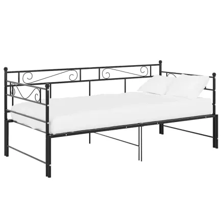 Cadre de canapé-lit extensible sans matelas Noir Métal 90x200cm 2