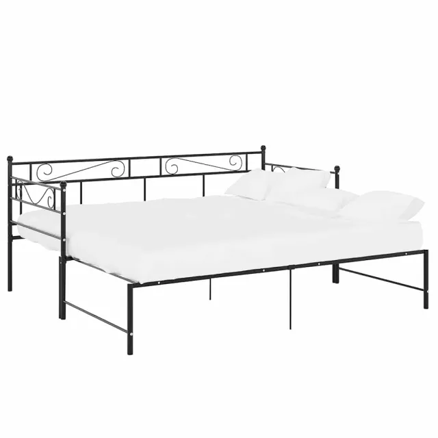 Cadre de canapé-lit extensible sans matelas Noir Métal 90x200cm