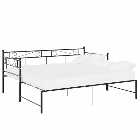 Cadre de canapé-lit extensible sans matelas Noir Métal 90x200cm