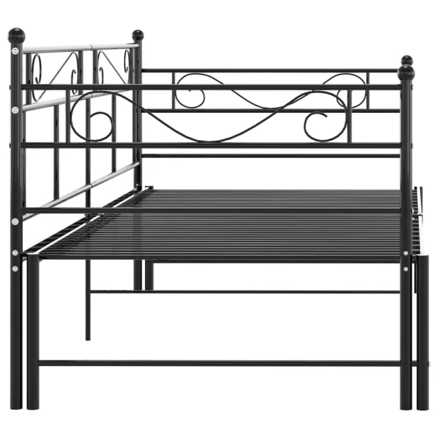 Cadre de canapé-lit extensible sans matelas Noir Métal 90x200cm