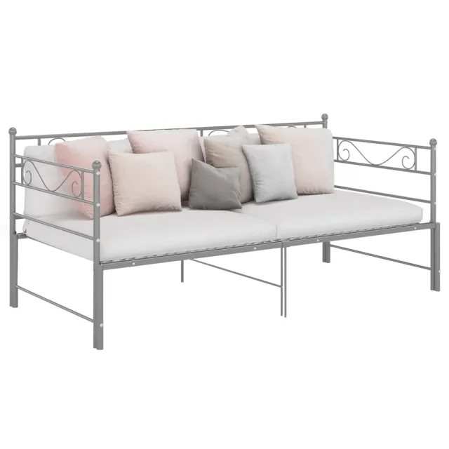Cadre de canapé-lit extensible sans matelas gris métal 90x200cm