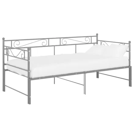 Cadre de canapé-lit extensible sans matelas gris métal 90x200cm 2