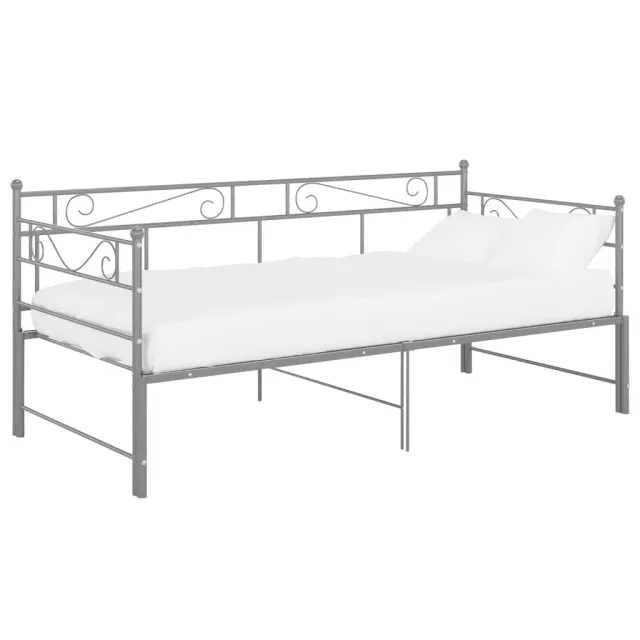 Cadre de canapé-lit extensible sans matelas gris métal 90x200cm