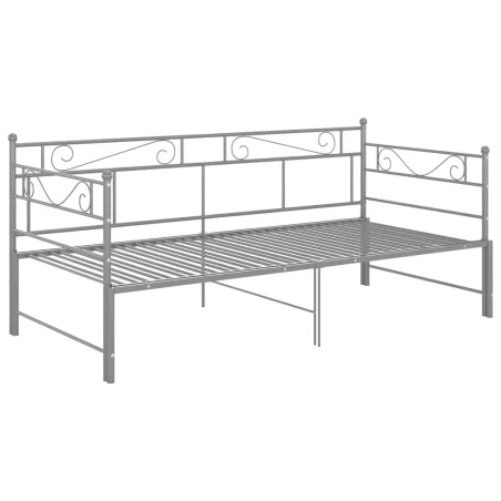 Cadre de canapé-lit extensible sans matelas gris métal 90x200cm