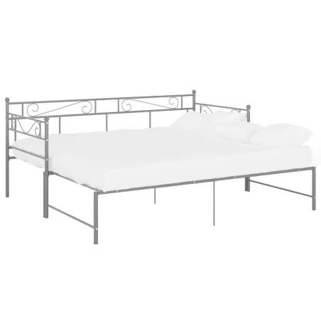 Cadre de canapé-lit extensible sans matelas gris métal 90x200cm