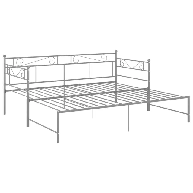 Cadre de canapé-lit extensible sans matelas gris métal 90x200cm