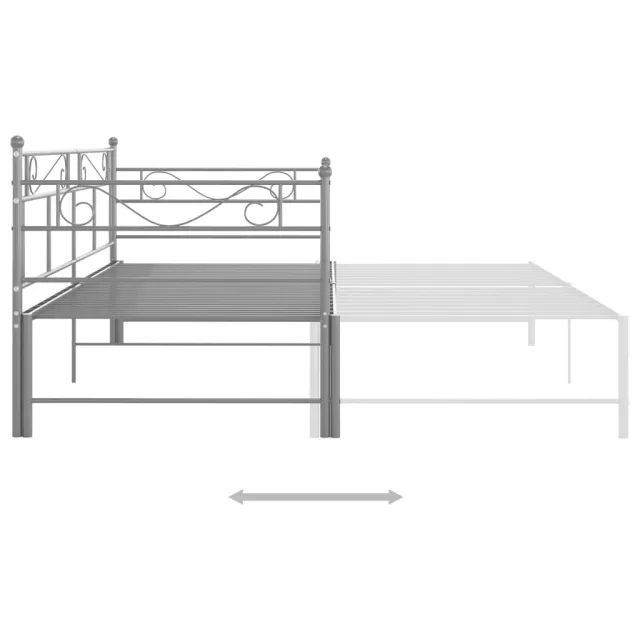 Cadre de canapé-lit extensible sans matelas gris métal 90x200cm