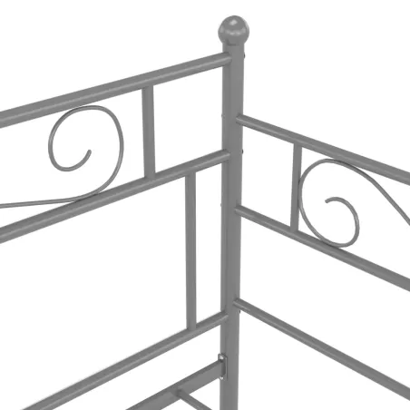 Cadre de canapé-lit extensible sans matelas gris métal 90x200cm