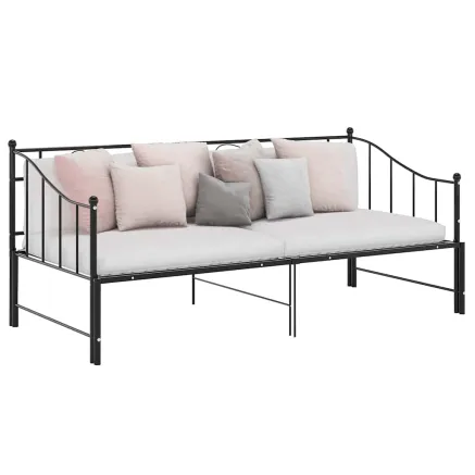 Cadre de canapé-lit extensible sans matelas Noir Métal 90x200cm