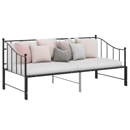 Cadre de canapé-lit extensible sans matelas Noir Métal 90x200cm