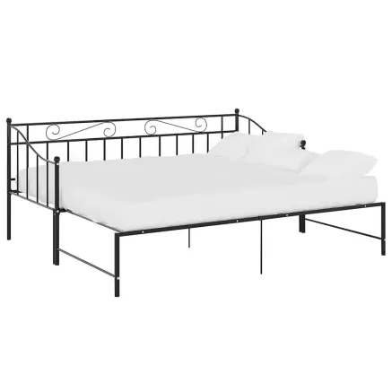 Cadre de canapé-lit extensible sans matelas Noir Métal 90x200cm 2
