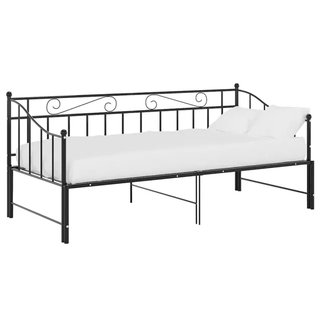 Cadre de canapé-lit extensible sans matelas Noir Métal 90x200cm
