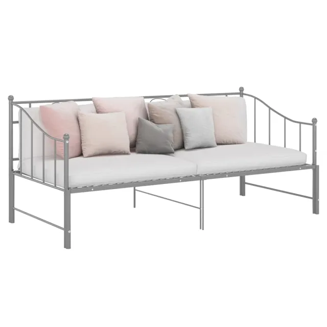 Cadre de canapé-lit extensible sans matelas gris métal 90x200cm