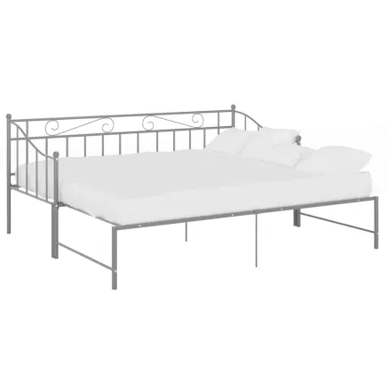 Cadre de canapé-lit extensible sans matelas gris métal 90x200cm 2