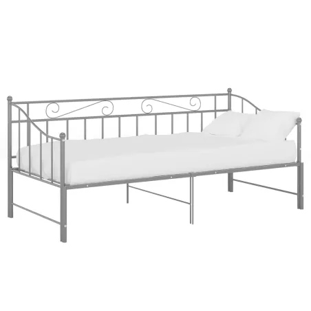 Cadre de canapé-lit extensible sans matelas gris métal 90x200cm