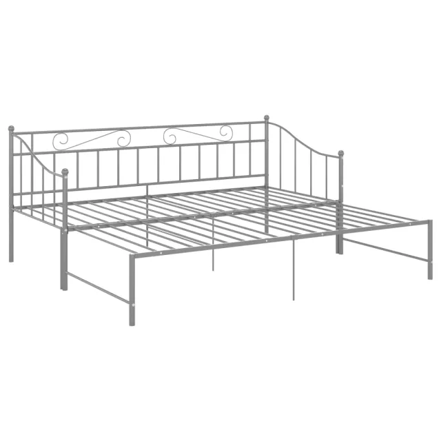 Cadre de canapé-lit extensible sans matelas gris métal 90x200cm