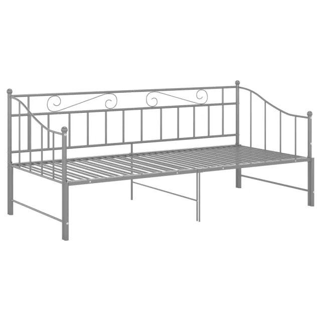 Cadre de canapé-lit extensible sans matelas gris métal 90x200cm