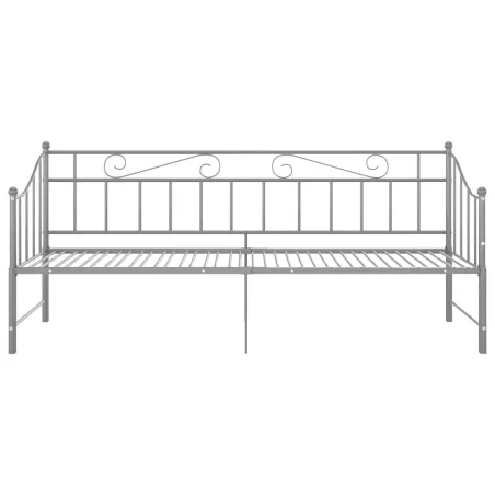 Cadre de canapé-lit extensible sans matelas gris métal 90x200cm