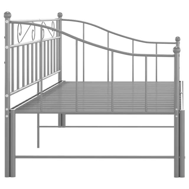 Cadre de canapé-lit extensible sans matelas gris métal 90x200cm