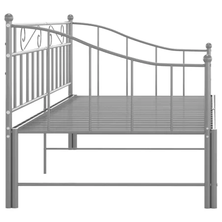 Cadre de canapé-lit extensible sans matelas gris métal 90x200cm
