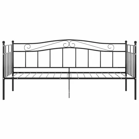 Cadre de canapé-lit sans matelas noir métal 90x200 cm