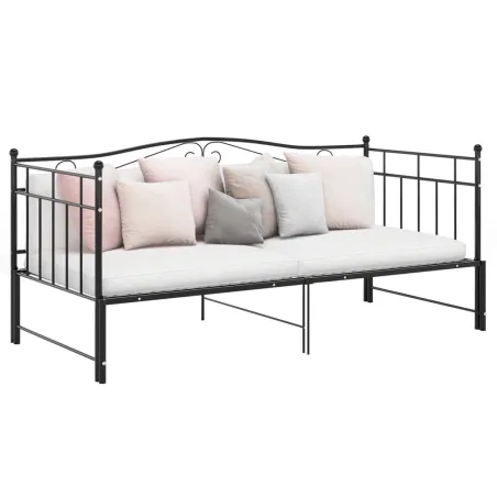 Cadre de canapé-lit extensible sans matelas Noir Métal 90x200cm