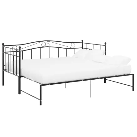Cadre de canapé-lit extensible sans matelas Noir Métal 90x200cm 2