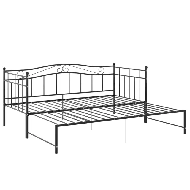 Cadre de canapé-lit extensible sans matelas Noir Métal 90x200cm