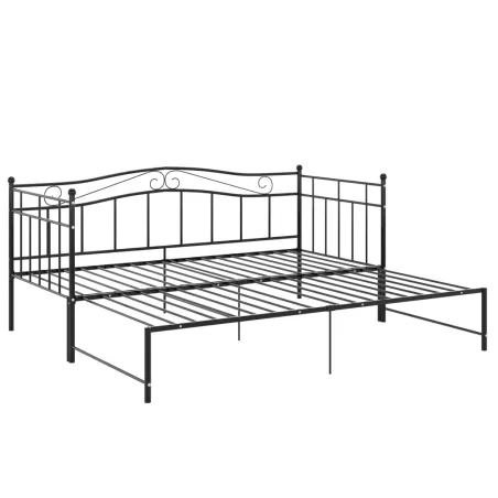 Cadre de canapé-lit extensible sans matelas Noir Métal 90x200cm