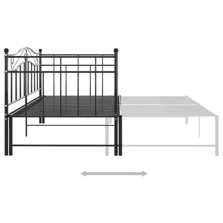 Cadre de canapé-lit extensible sans matelas Noir Métal 90x200cm