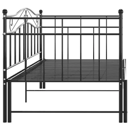 Cadre de canapé-lit extensible sans matelas Noir Métal 90x200cm