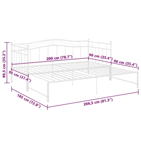 Cadre de canapé-lit extensible sans matelas blanc 90x200 cm
