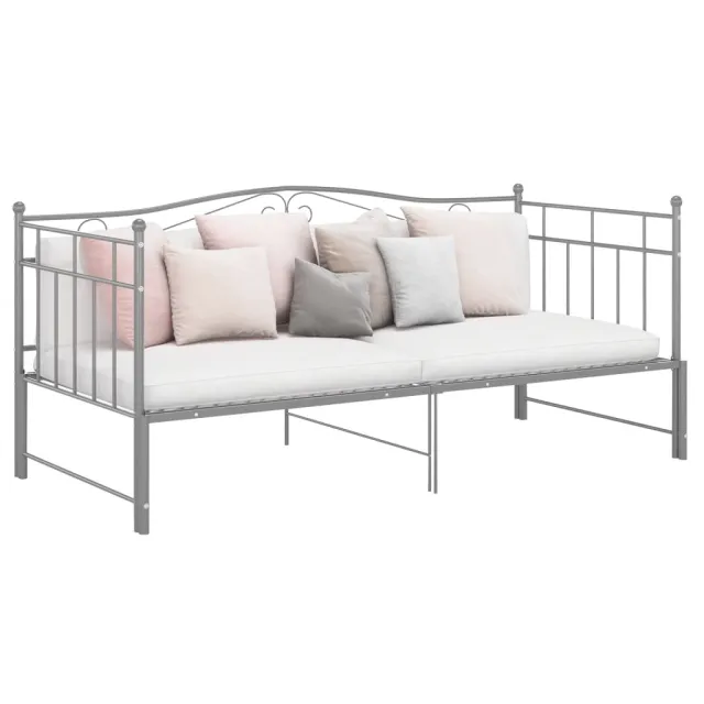 Cadre de canapé-lit extensible sans matelas gris métal 90x200cm