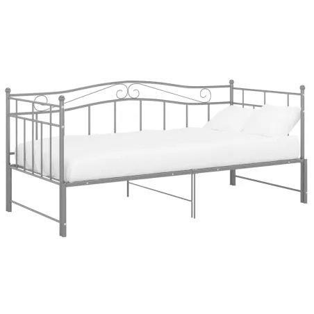 Cadre de canapé-lit extensible sans matelas gris métal 90x200cm