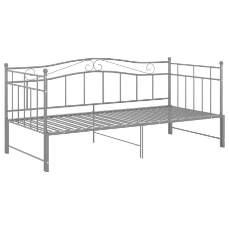 Cadre de canapé-lit extensible sans matelas gris métal 90x200cm
