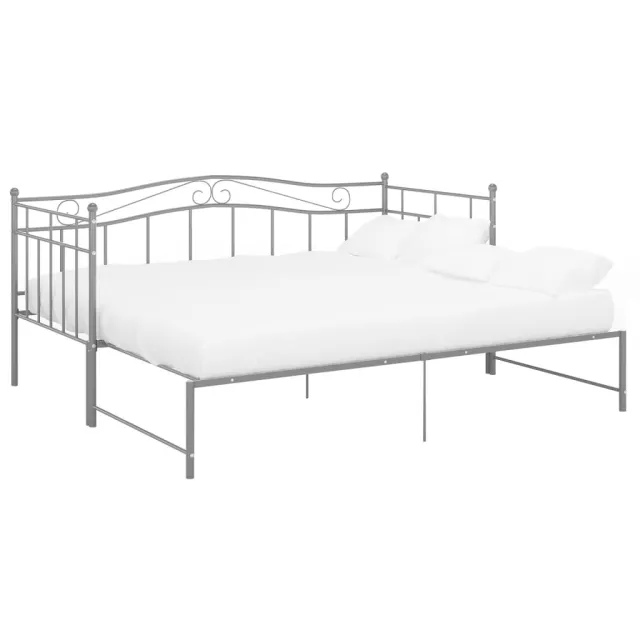 Cadre de canapé-lit extensible sans matelas gris métal 90x200cm