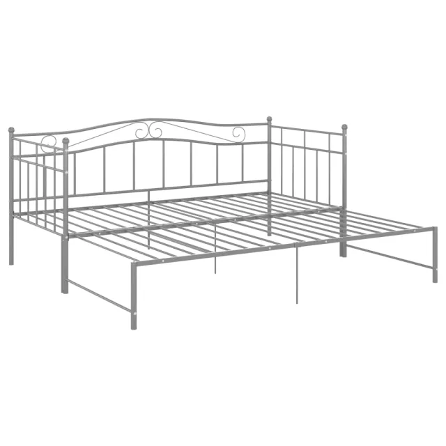 Cadre de canapé-lit extensible sans matelas gris métal 90x200cm