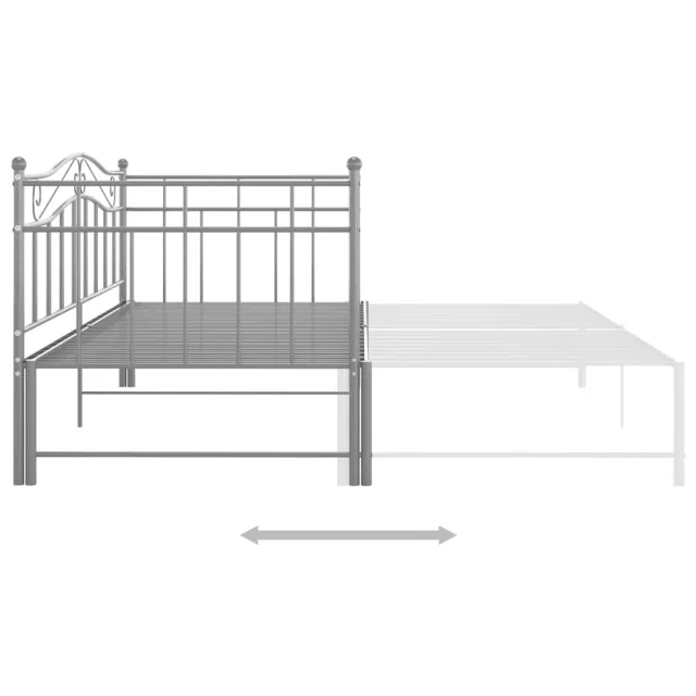 Cadre de canapé-lit extensible sans matelas gris métal 90x200cm